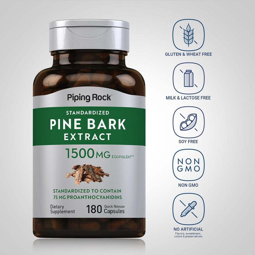 Piping Rock open bottle with capsules spilled showing supply and convenient dosing