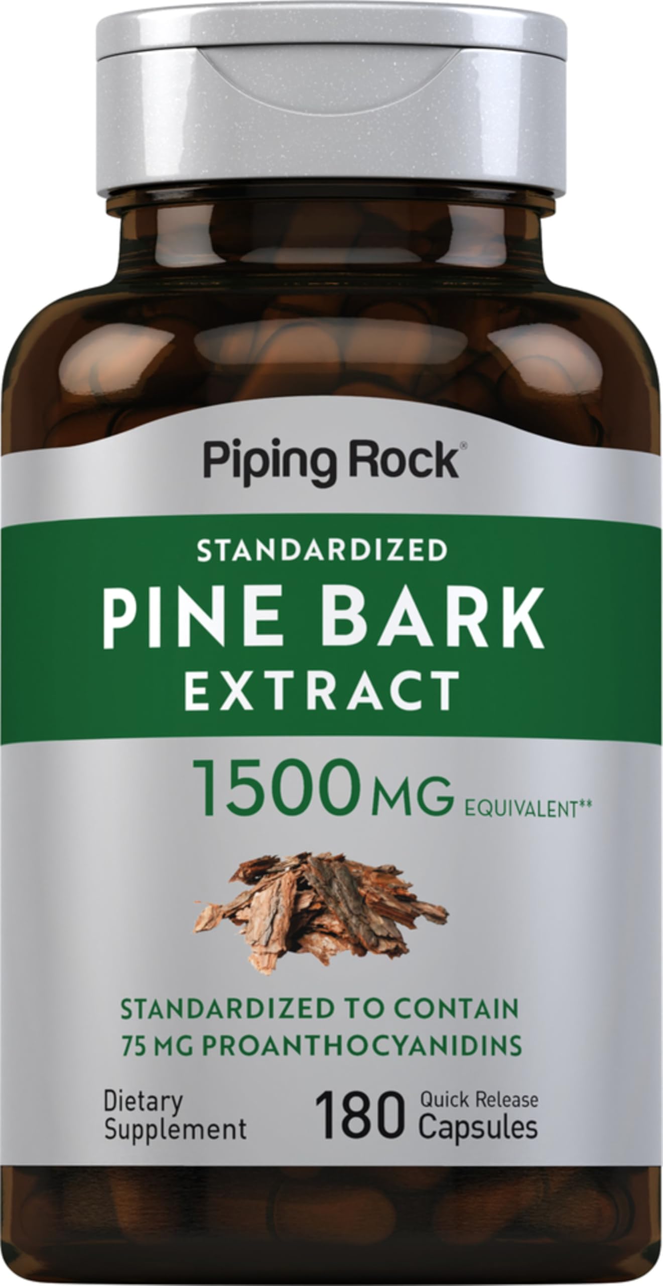 Piping Rock front packaging showing 180-count bottle and branding benefit clarity