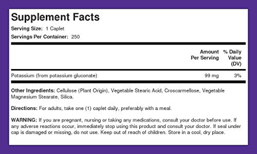 Piping Rock Potassium Chelated 99 mg bottle label