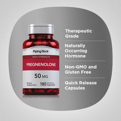 Nutritional panel and ingredients on Piping Rock Pregnenolone bottle