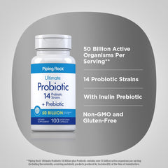 Piping Rock open bottle with capsules ready to take for daily gut support