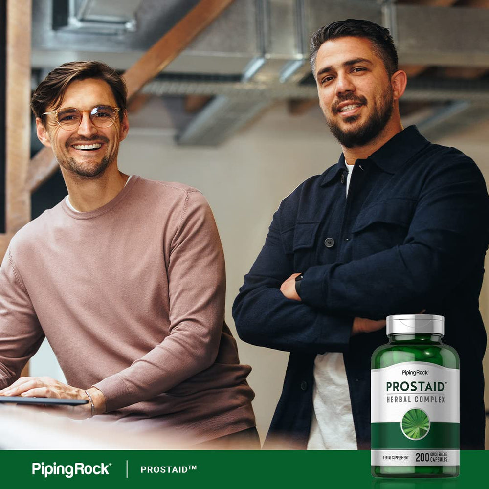 Piping Rock capsules beside a balanced meal suggesting daily routine compatibility