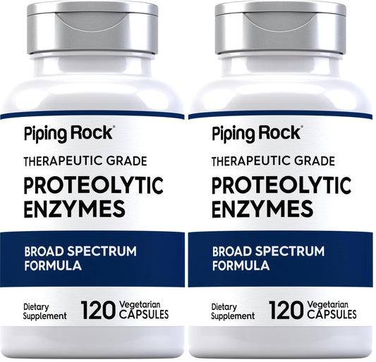 Piping Rock proteolytic enzymes supplement bottle with 120 capsules (Pack of 2)