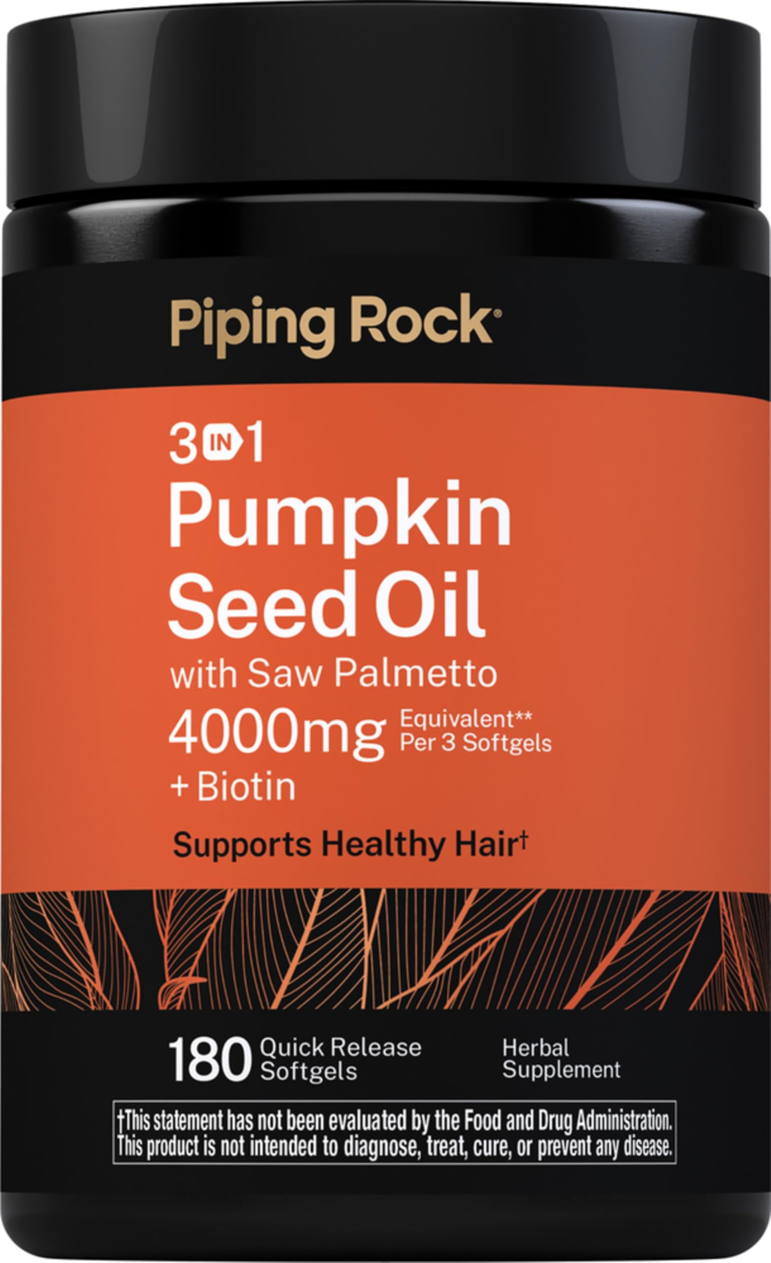 Piping Rock front bottle view showing supplement benefits and 4000mg label