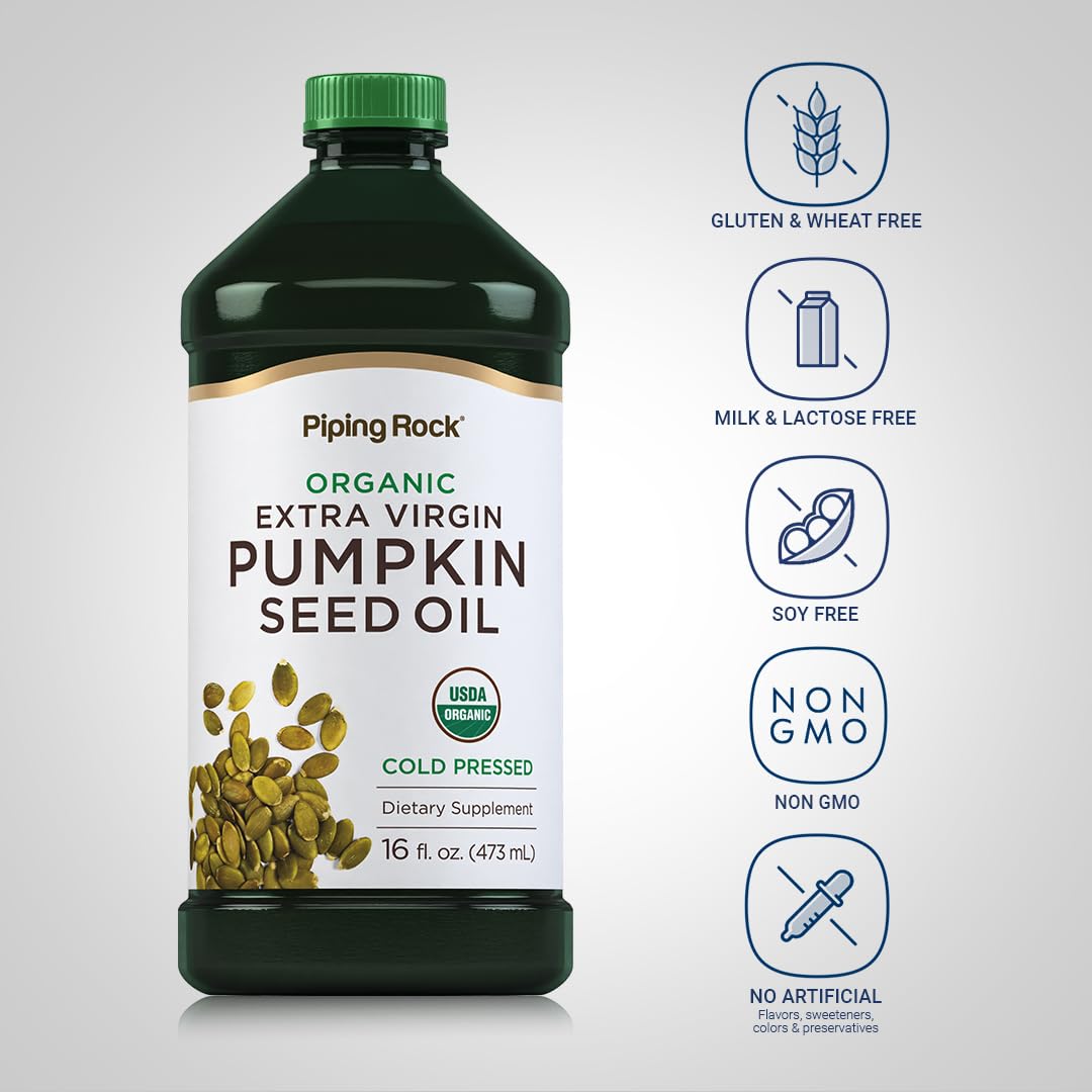 Piping Rock label detail showing organic cold pressed claims and ingredient trust