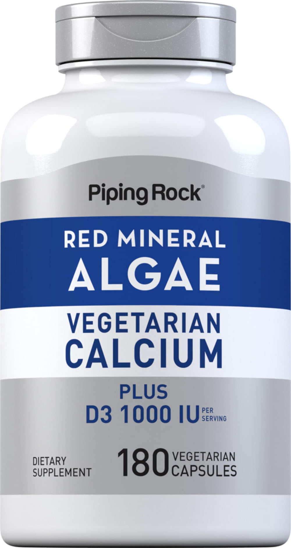 Piping Rock front packaging showing vegetarian calcium benefits