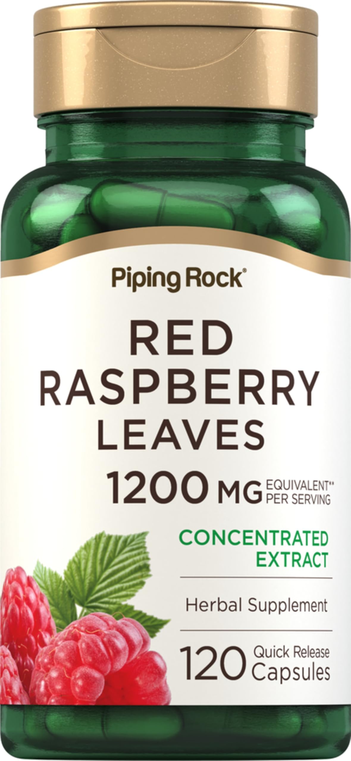 Piping Rock front bottle view showing label and 120 capsules benefit clear dosing