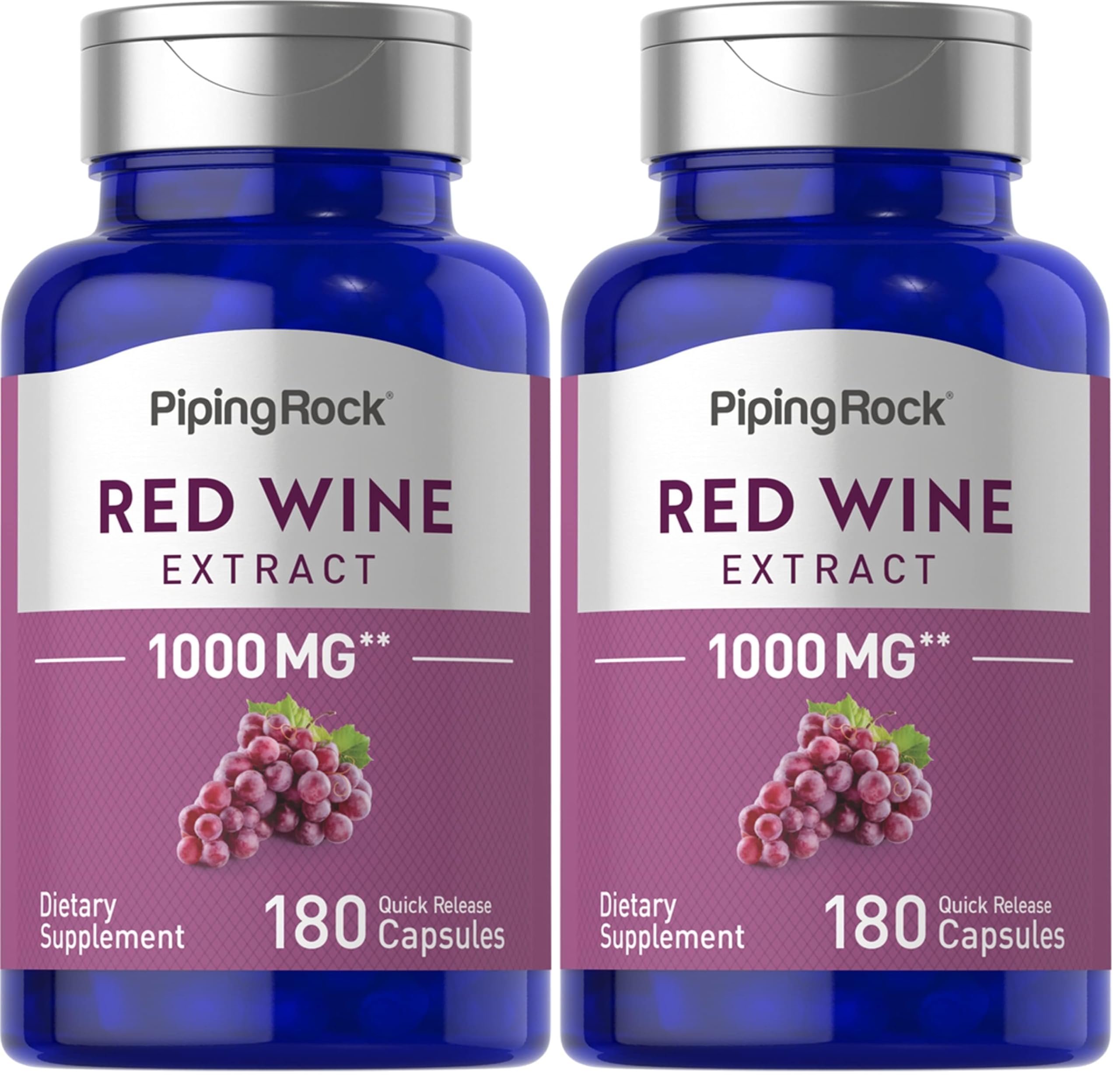 Piping Rock Red Wine Extract Capsules bottle label - 1000mg