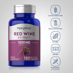 Back label with supplement facts for Red Wine Extract Capsules