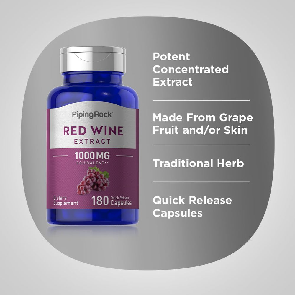 Close-up of Red Wine Extract Capsule with bottle