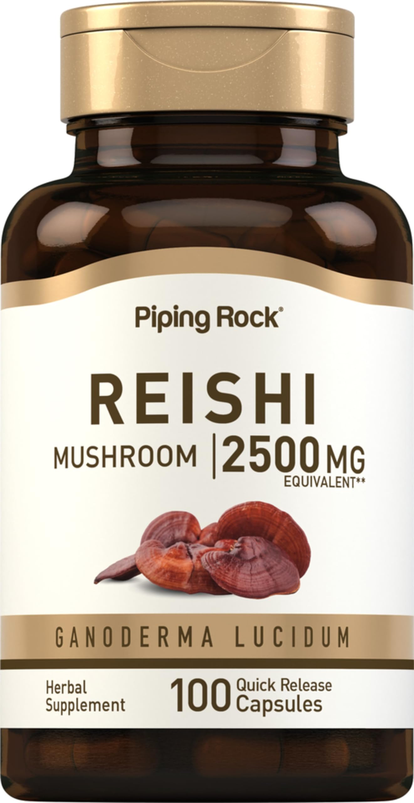 Piping Rock reishi front packaging showing clear branding and benefits
