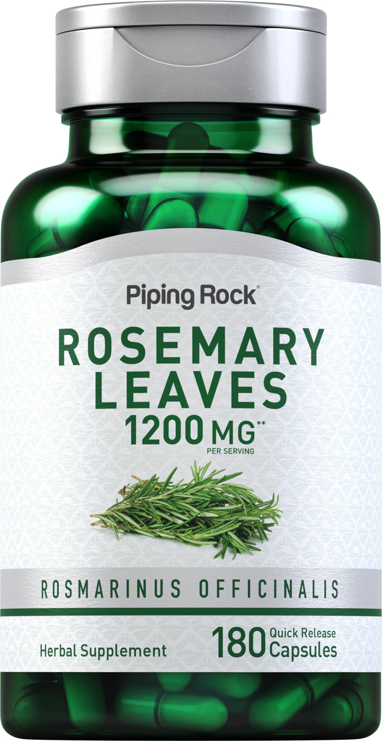 Piping Rock bottle front label showing product name and capsule count, clear branding benefit