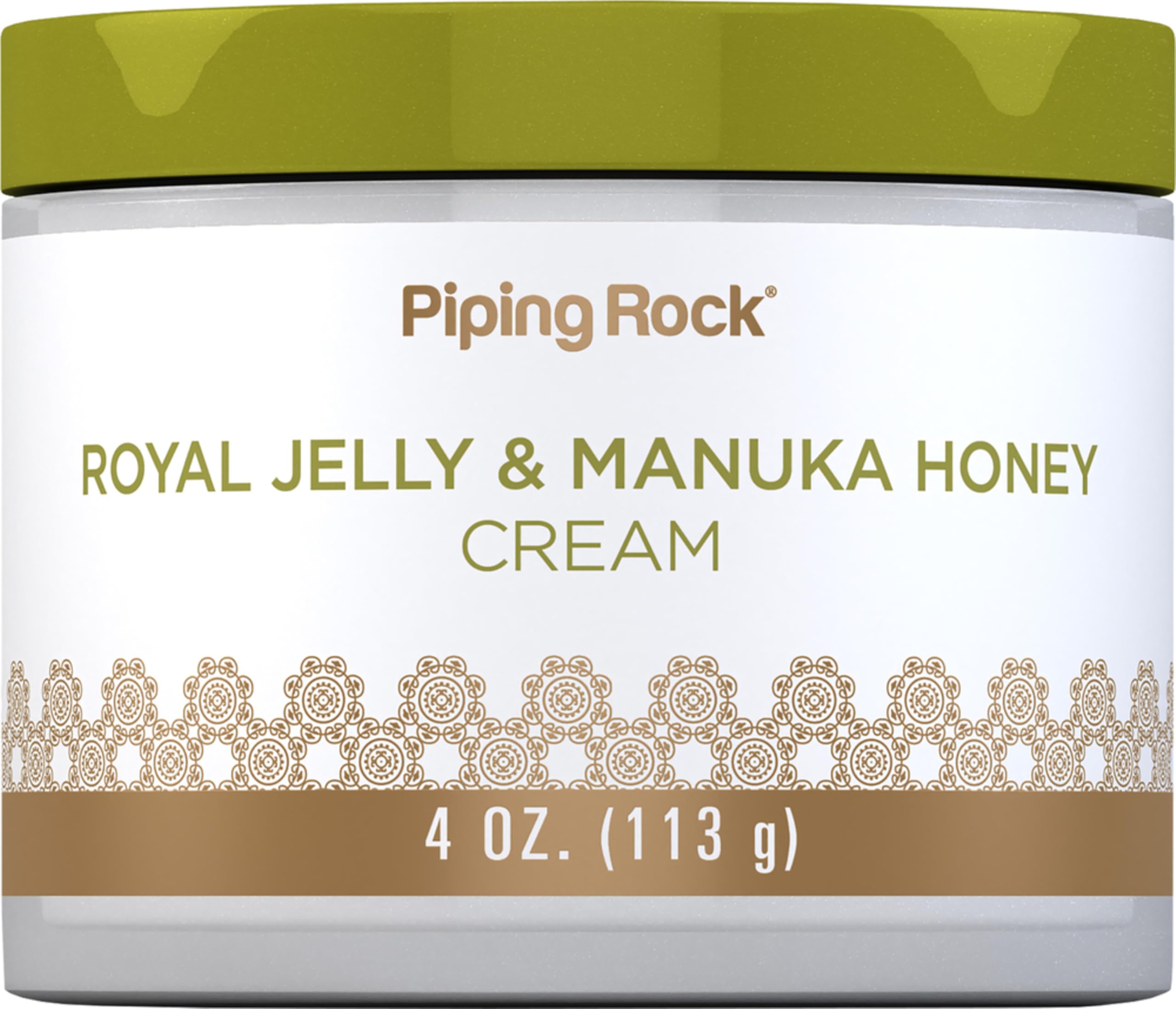Piping Rock front jar view showing clean packaging and easy scoop benefit