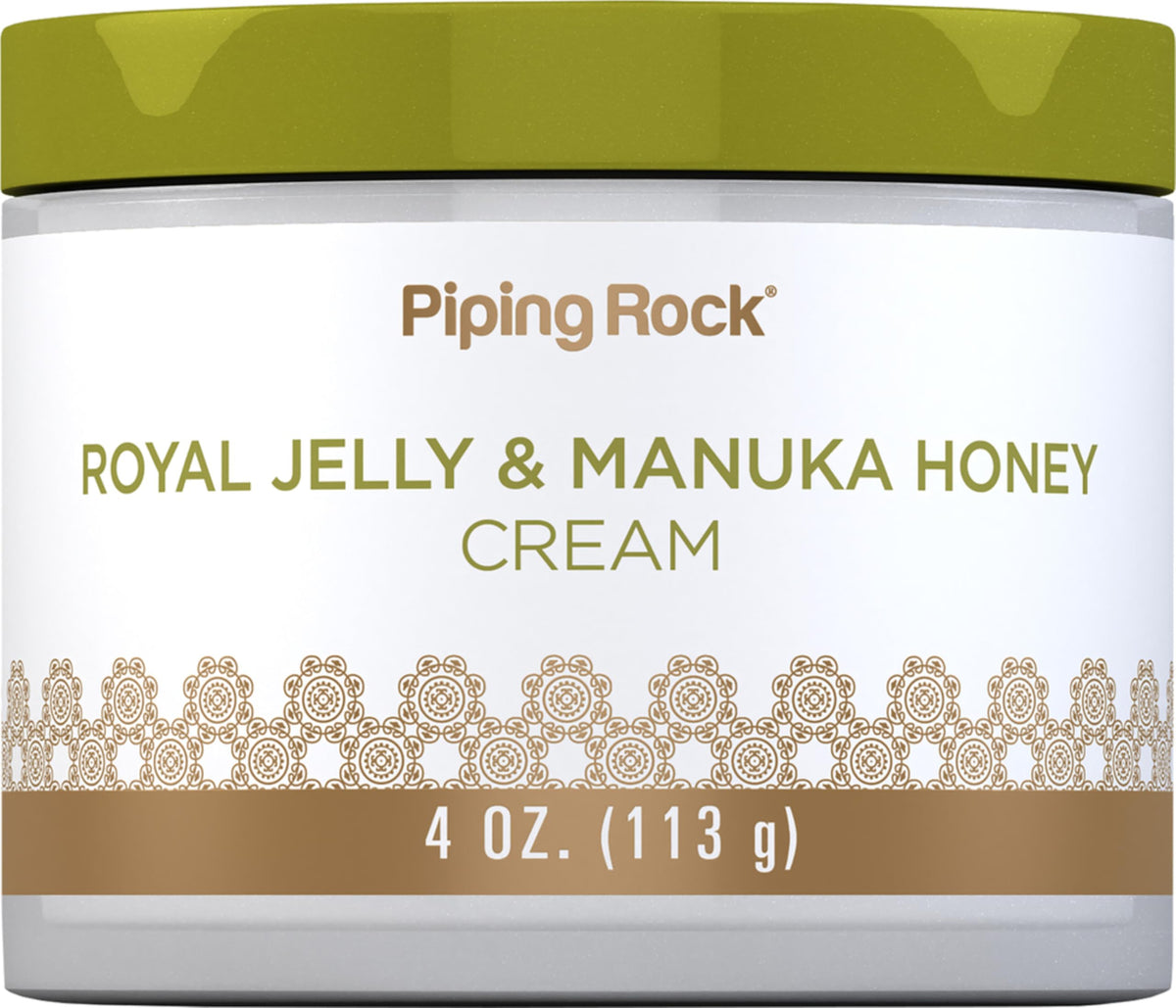 Piping Rock front jar view showing clean packaging and easy scoop benefit