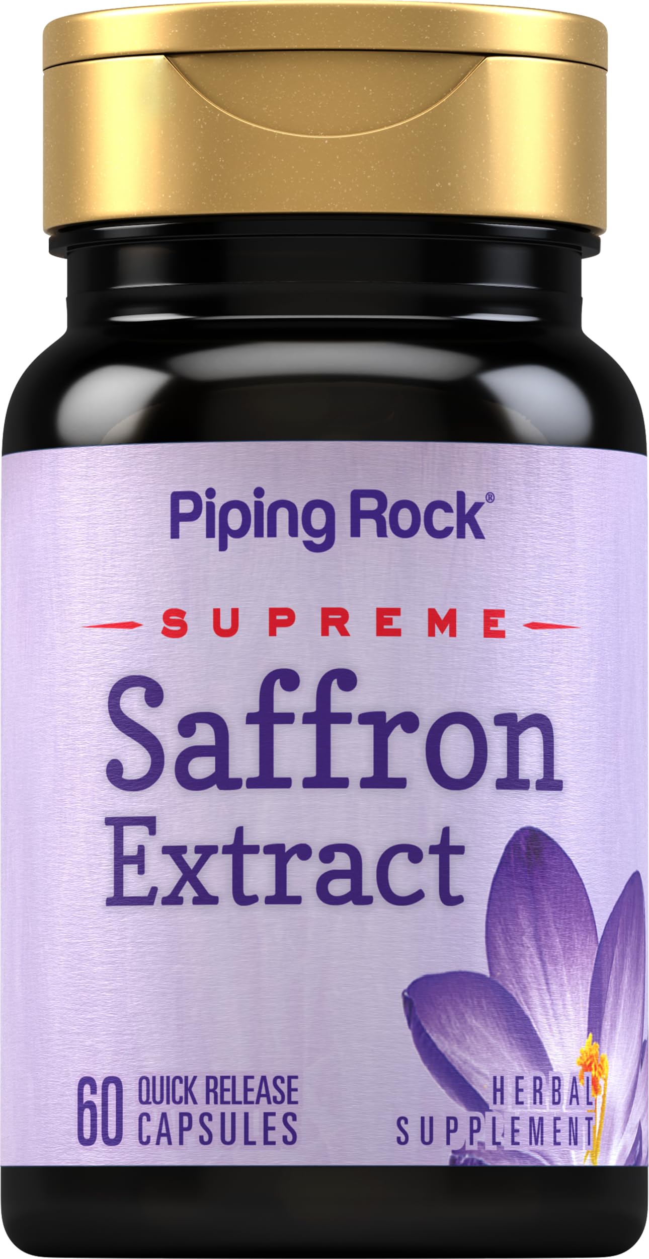 Piping Rock bottle front view showing product benefits and 60 capsules