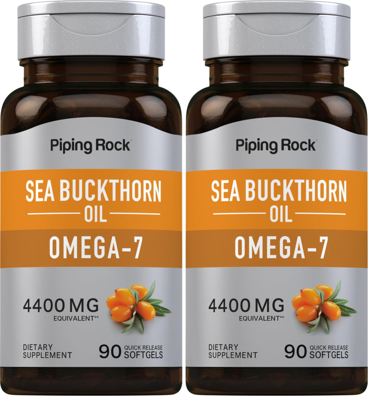 Front view of Piping Rock Sea Buckthorn Oil Capsules bottle (Pack of 2)