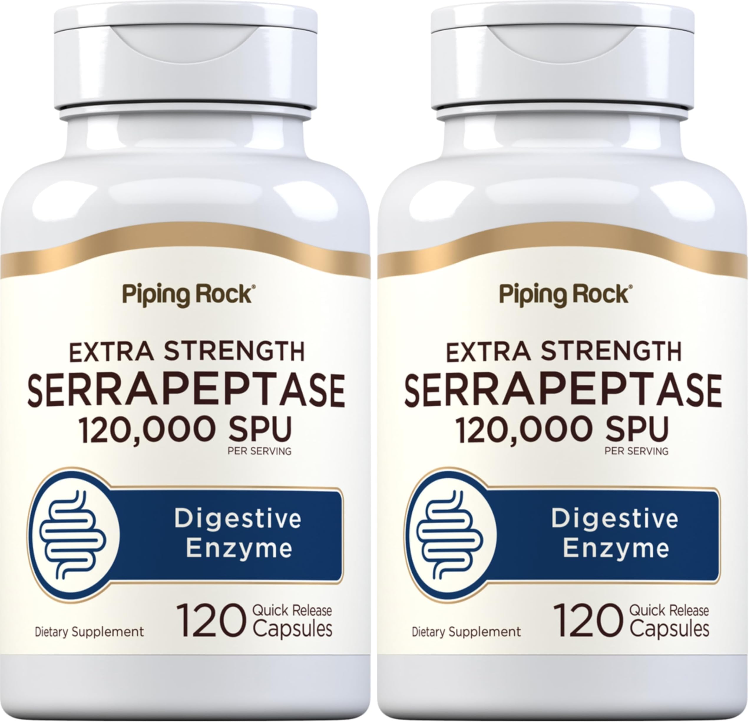 Piping Rock Serrapeptase 120000 SPU bottle with 120 capsules