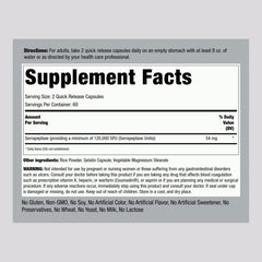 Close-up of Serrapeptase capsules inside bottle