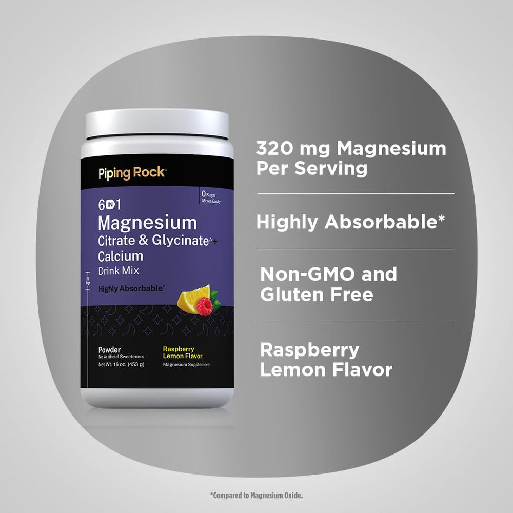 Scoop of Piping Rock powder next to container illustrating serving size convenience
