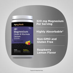 Scoop of Piping Rock powder next to container illustrating serving size convenience