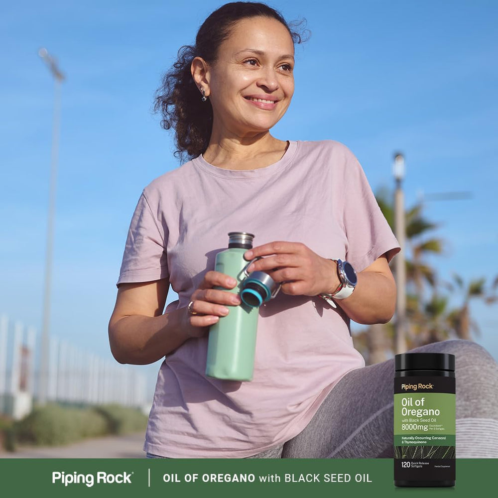 Piping Rock bottle in hand for size comparison and travel portability