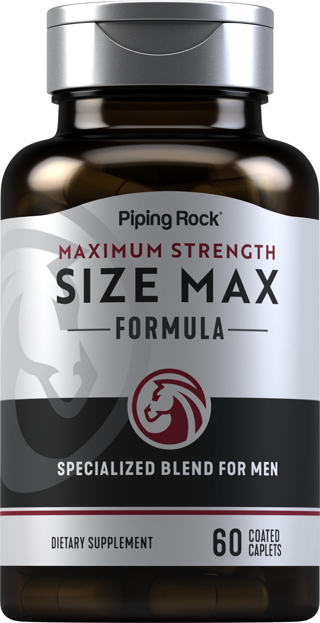 Piping Rock front bottle view showing label and 60 caplets for clarity