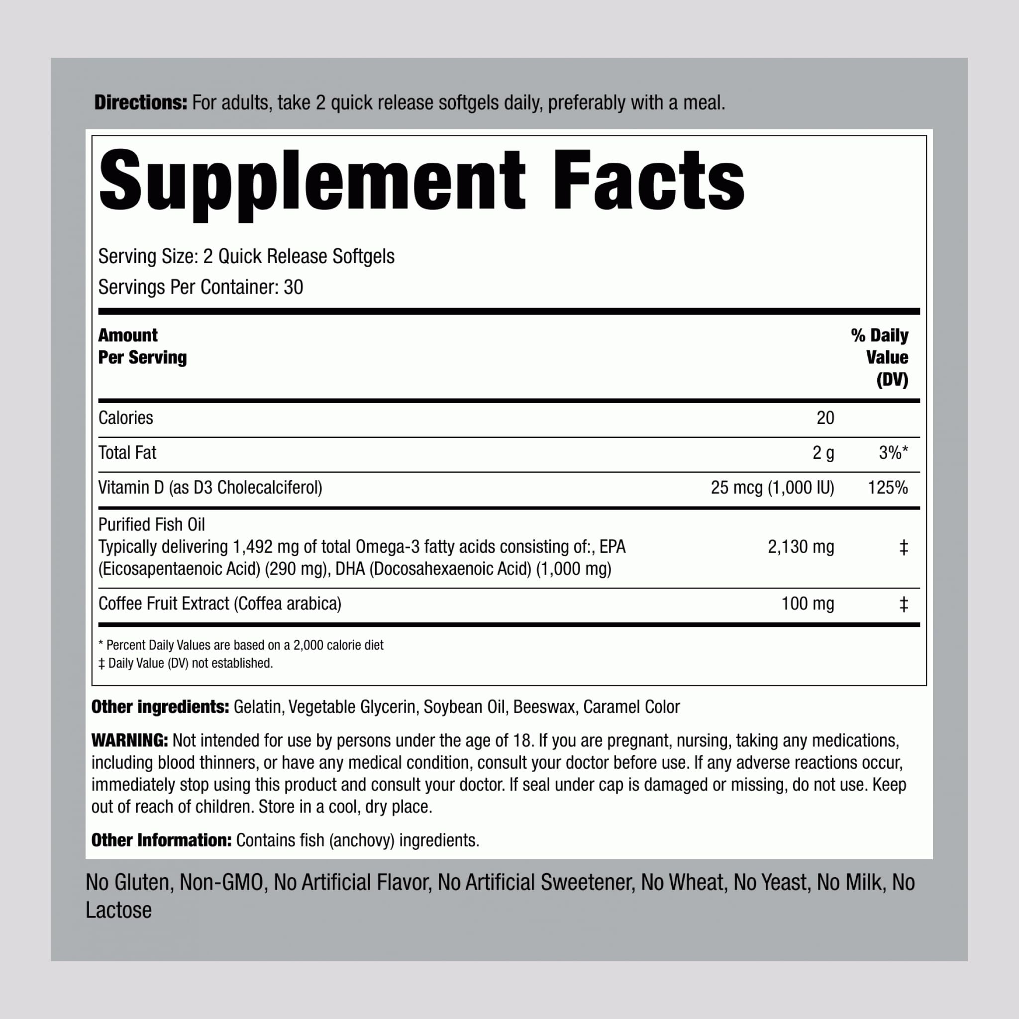 Piping Rock softgels close-up showing smooth texture for easy swallowing