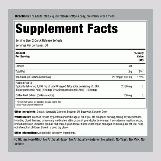 Piping Rock softgels close-up showing smooth texture for easy swallowing