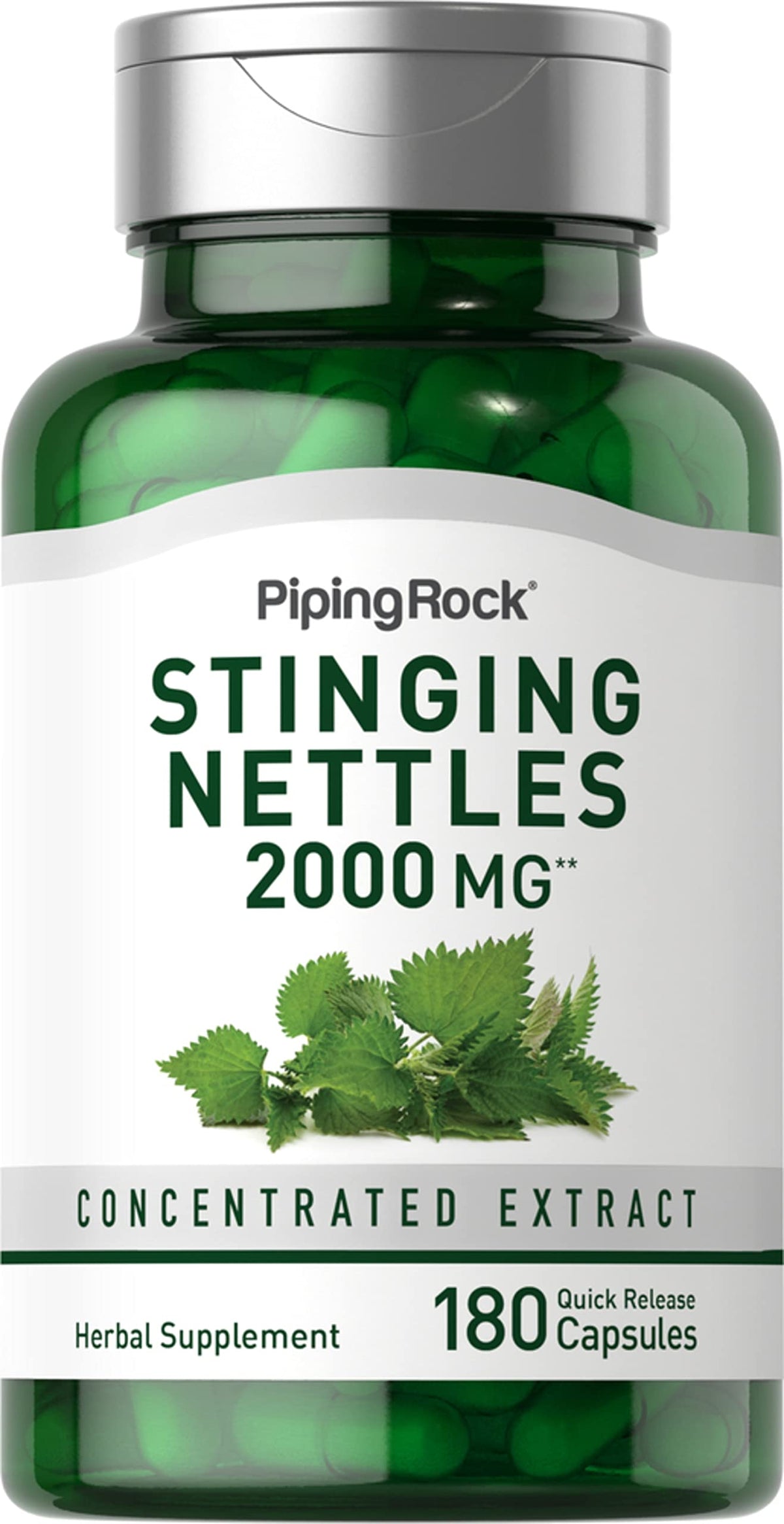 Piping Rock front bottle view showing 180 capsules and clear labeling for convenience