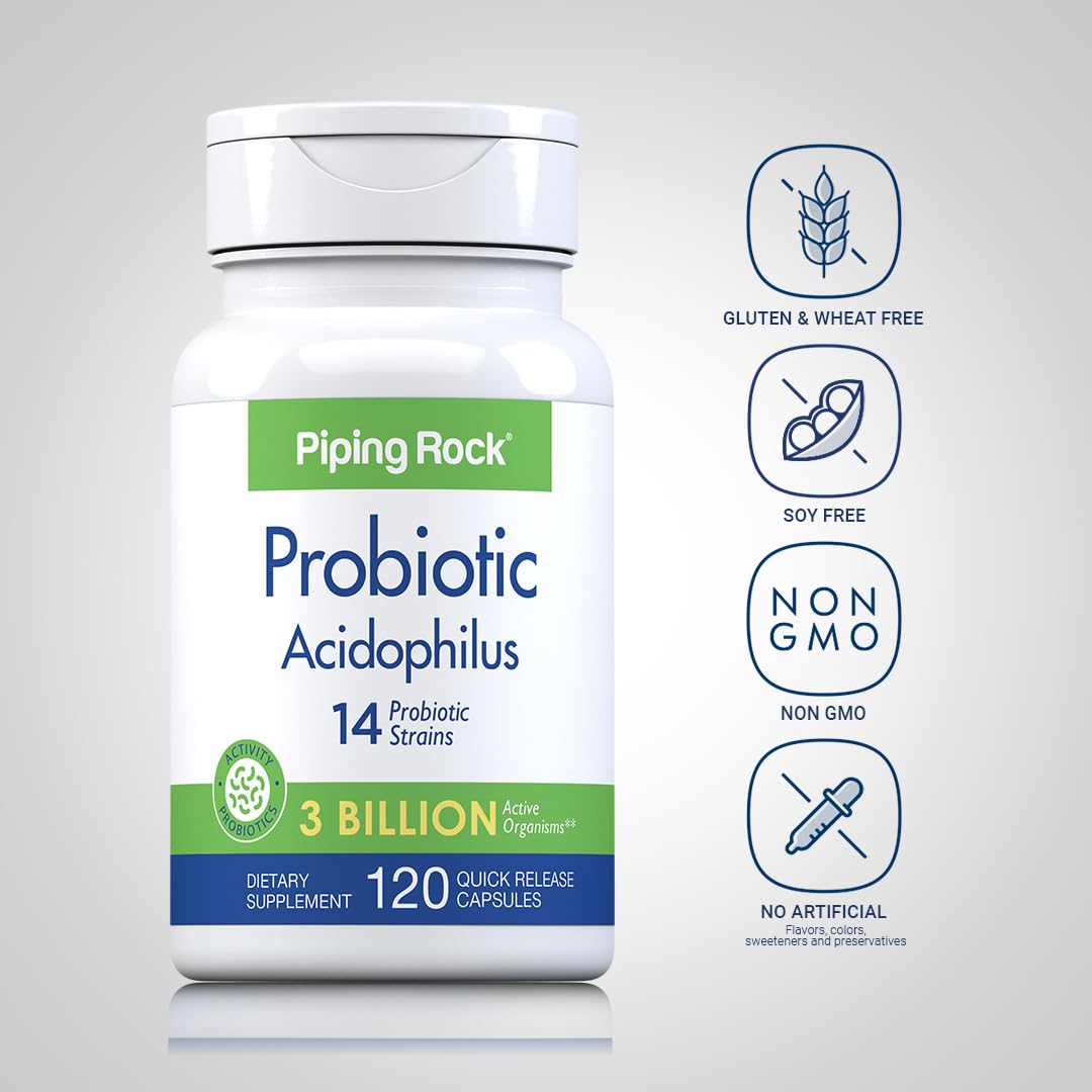 Piping Rock strains diagram illustrating 14 probiotic varieties
