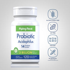 Piping Rock strains diagram illustrating 14 probiotic varieties