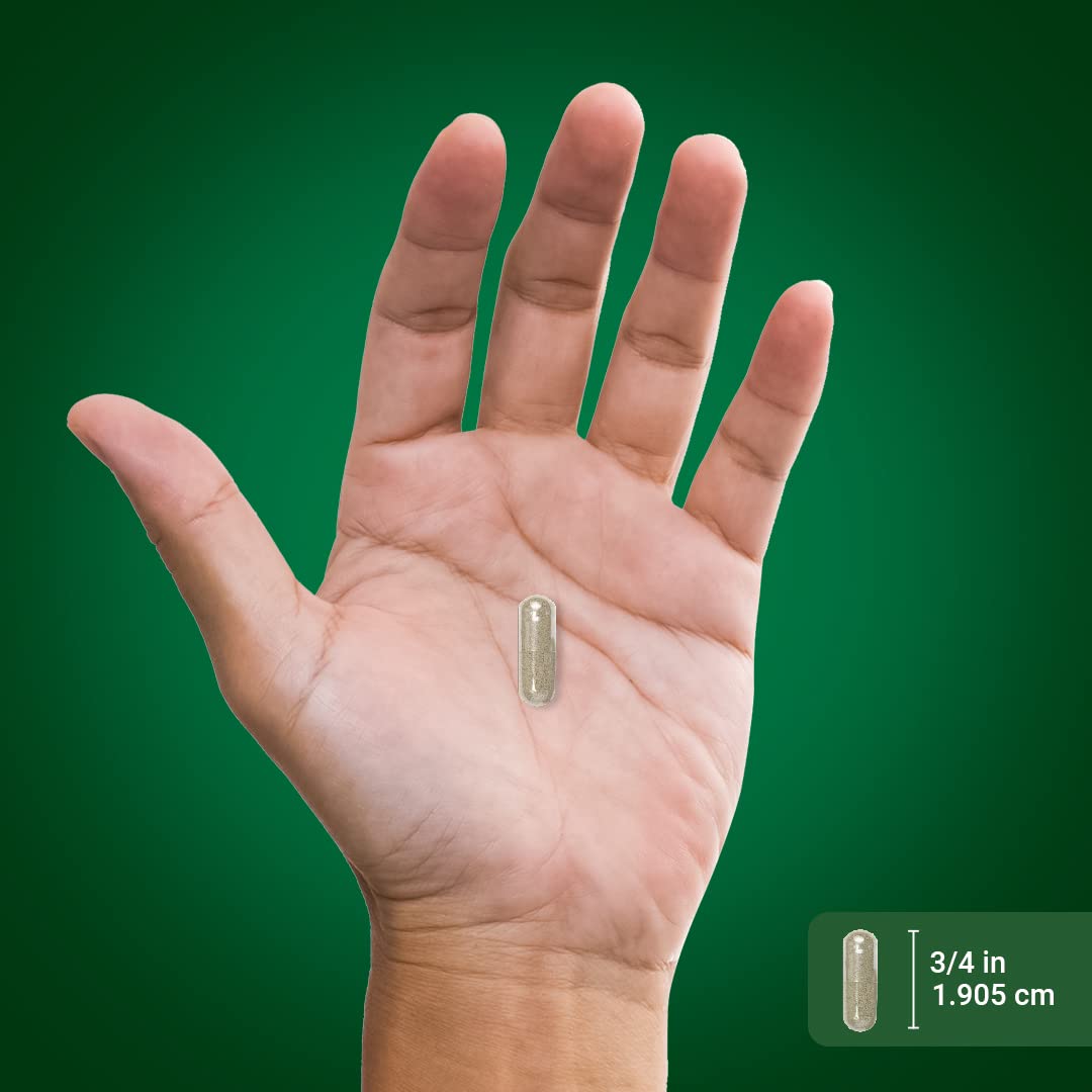 Hand holding a Piping Rock capsule demonstrating portability and daily routine benefit