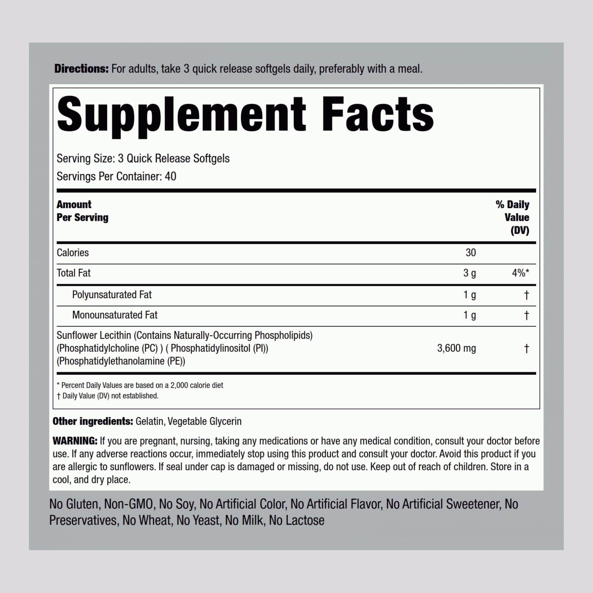 Sunflower lecithin softgel capsules arranged in a row