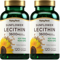 Piping Rock Sunflower Lecithin Softgel bottle with 3600 mg 120-count Pack 2