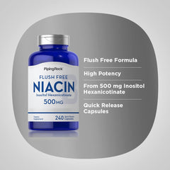 Piping Rock supplement facts label close-up confirming 500 mg inositol hexanicotinate