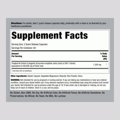 Back of bottle showing supplement facts