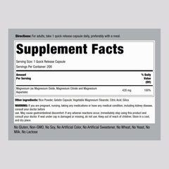 Close-up of bottle showing the 420 mg magnesium complex