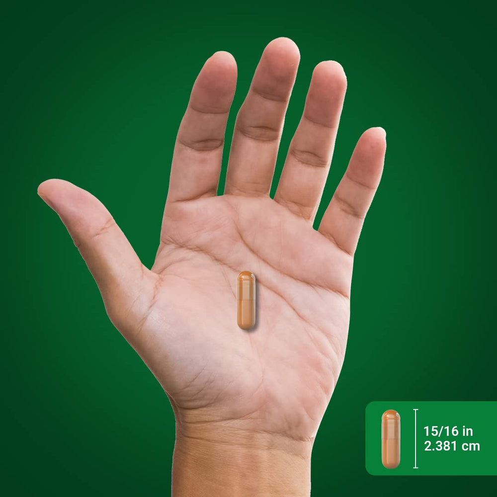 Piping Rock open bottle with capsules spilled showing capsule count and contents