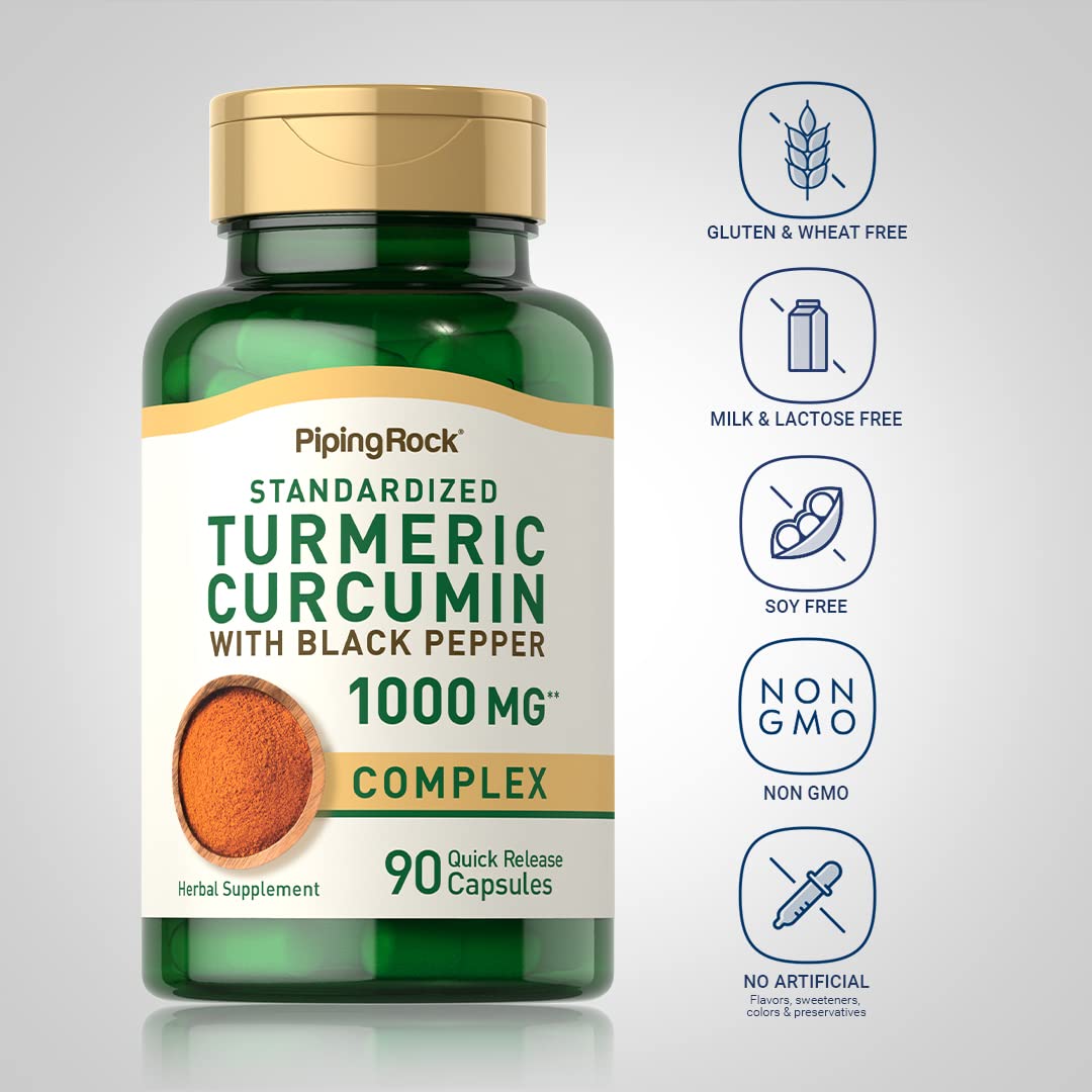Close-up of Turmeric Curcumin 1000mg capsules