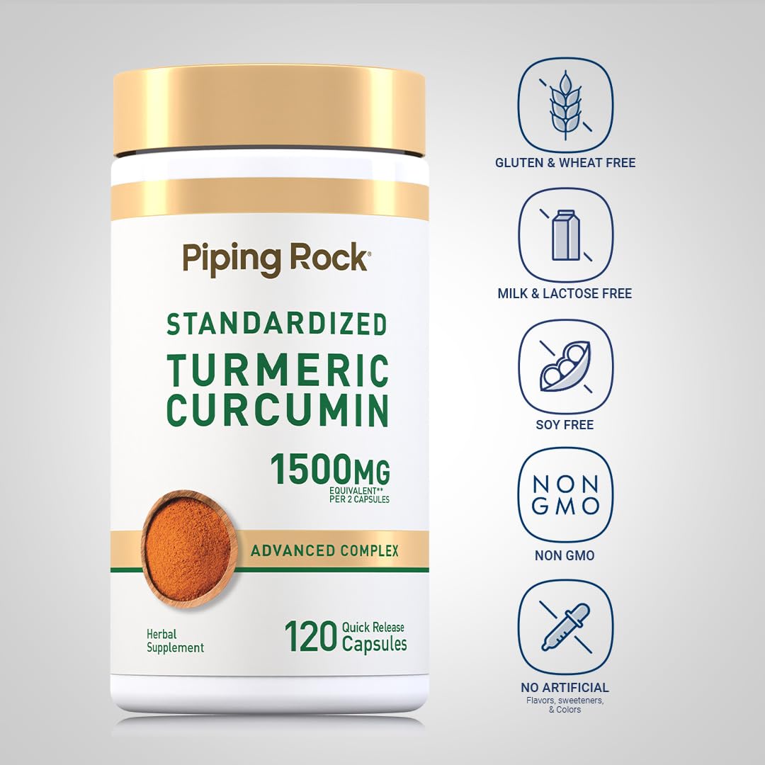 Piping Rock turmeric powder texture showing curcuminoid color and ingredient authenticity