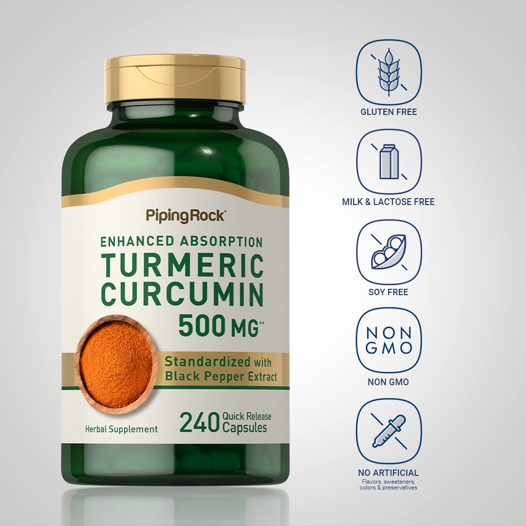 Piping Rock turmeric powder texture display highlighting full-spectrum ingredients