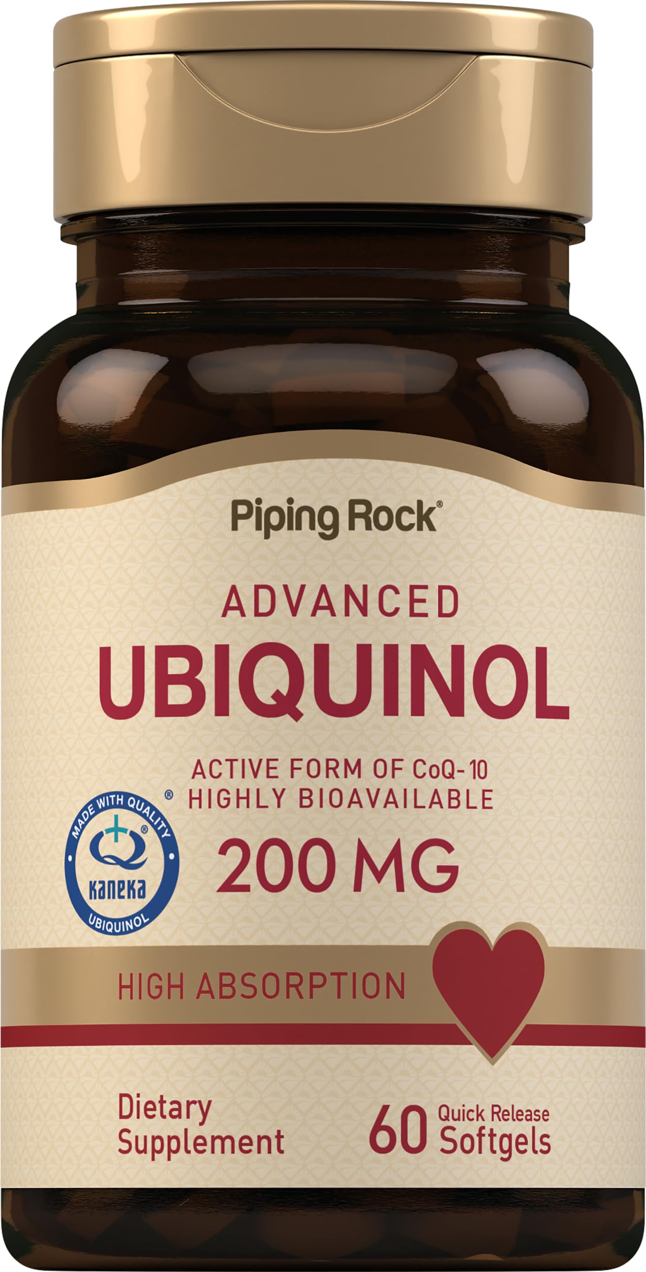 Piping Rock bottle front view showing label and clear benefit of potency