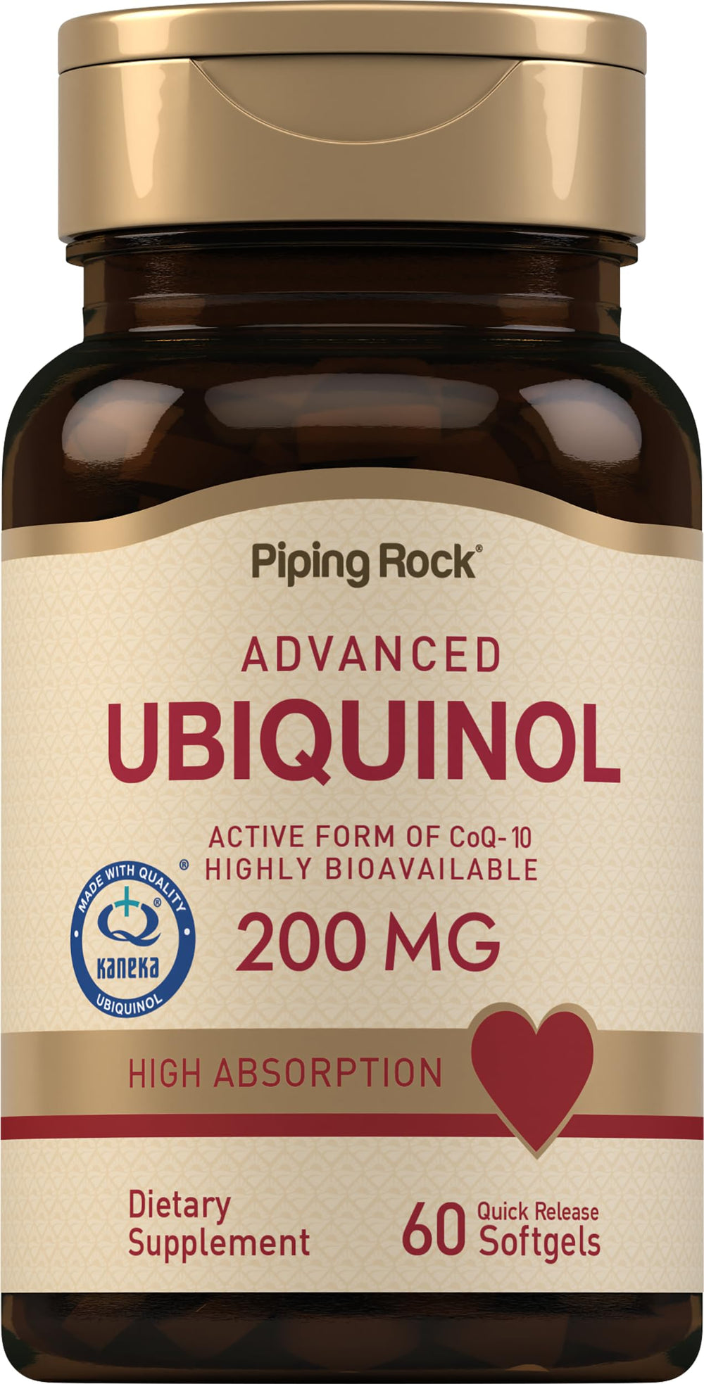 Piping Rock bottle front view showing label and clear benefit of potency