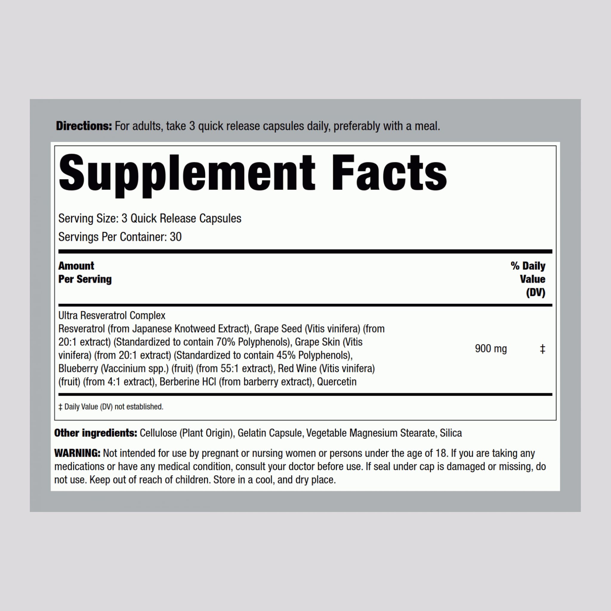 Graphic highlighting Piping Rock Ultra Resveratrol Complex
