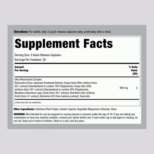 Graphic highlighting Piping Rock Ultra Resveratrol Complex