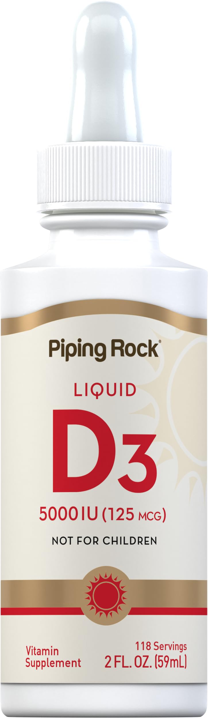 Piping Rock bottle front view showing label and serving size benefit