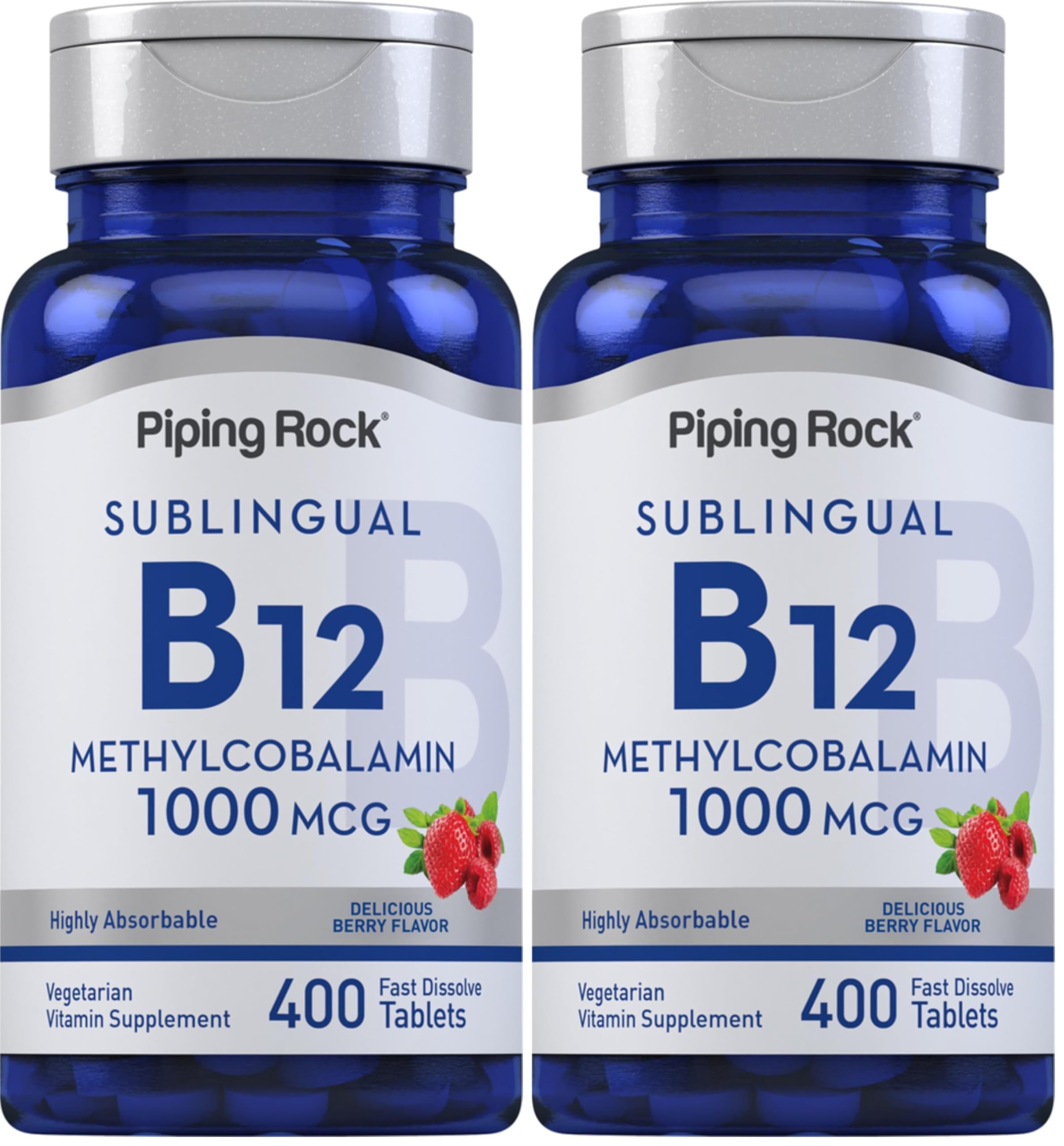 Hero image of Piping Rock Vitamin B12 Sublingual Tablets 1000 mcg Berry flavor Pack of 2