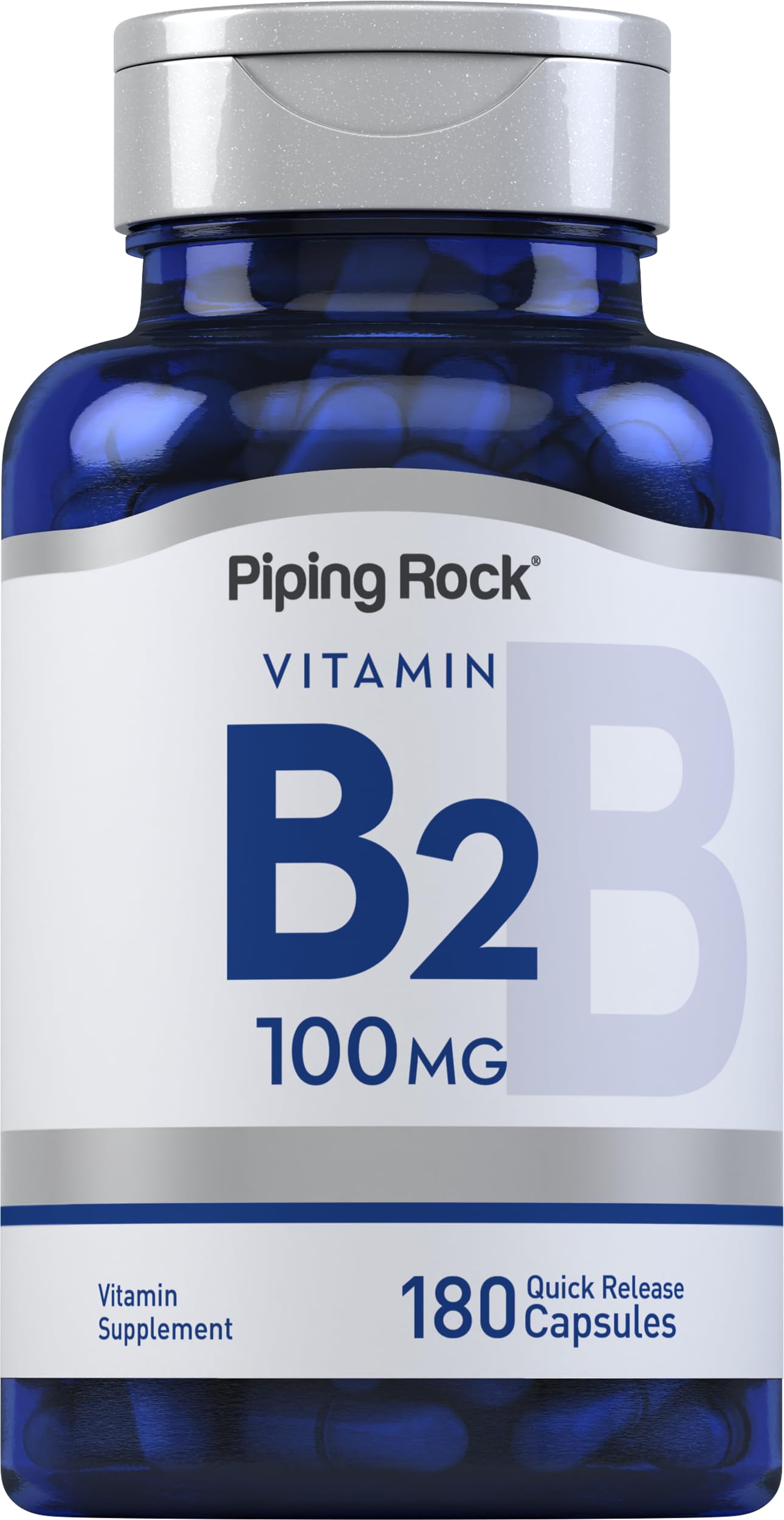 Piping Rock bottle front showing product name and count for clear identification