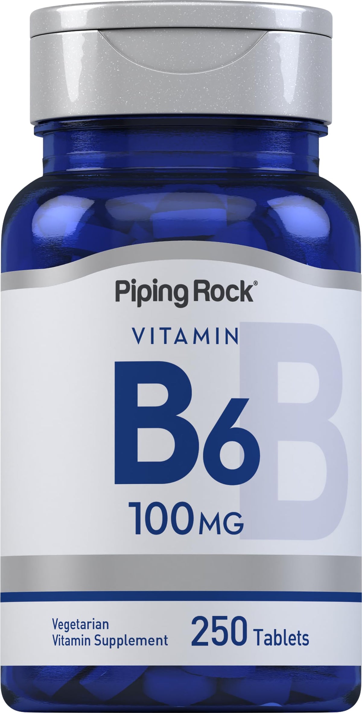 Bottle of Piping Rock Vitamin B-6 100mg with 250 tablets