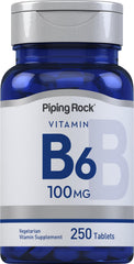 Bottle of Piping Rock Vitamin B-6 100mg with 250 tablets